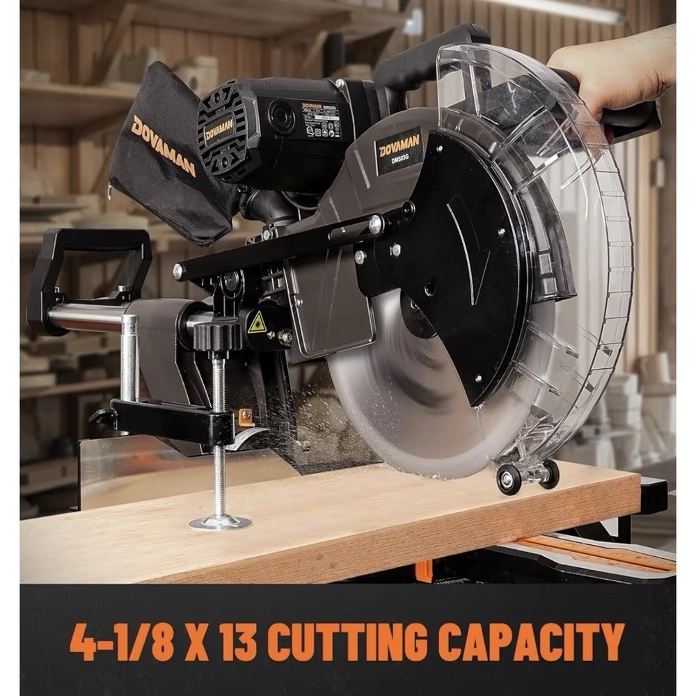 Dovaman 12-Inch Dual-Bevel Sliding Compound Miter Saw Ambidextrous & Laser Guide - Picture 10 of 16